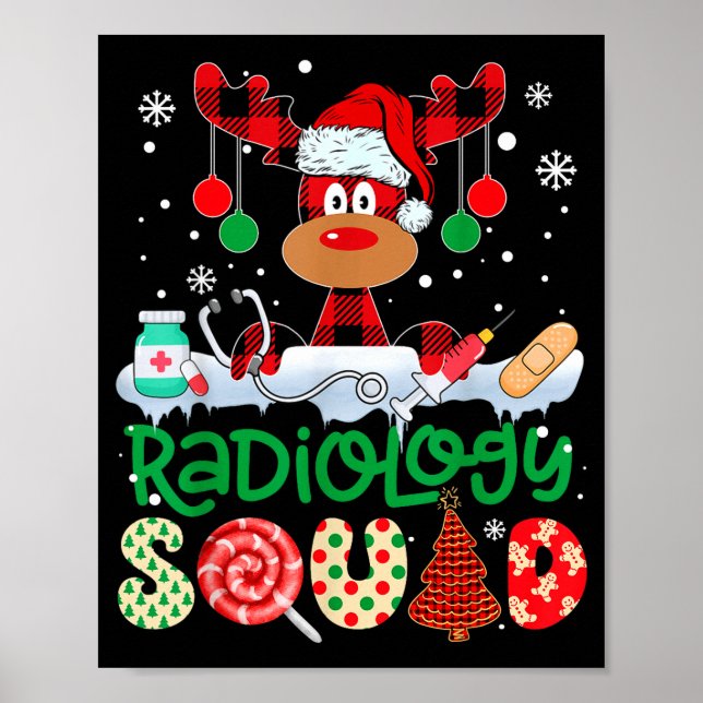 Poster Radiology Squad Nurse Reindeer Buffalo Red Plaid C (Devant)