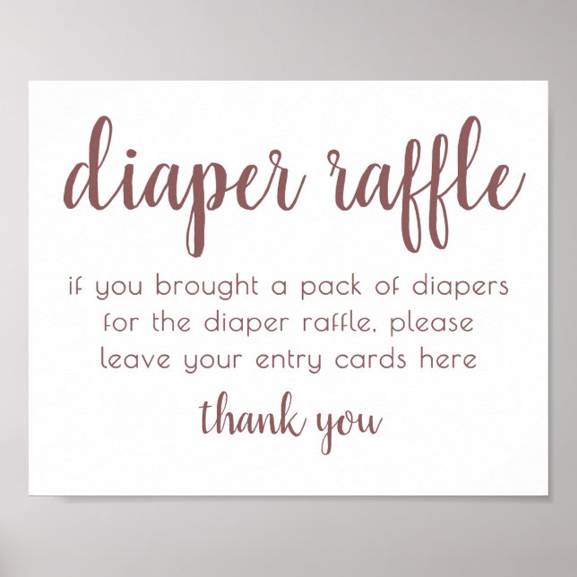 Poster Raffin simple de couches | Baby shower rose mauve (Devant)