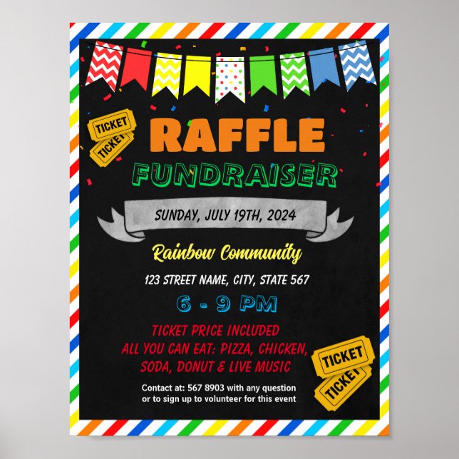 Poster Raffle collecte de fonds Flyer Modèle (Devant)