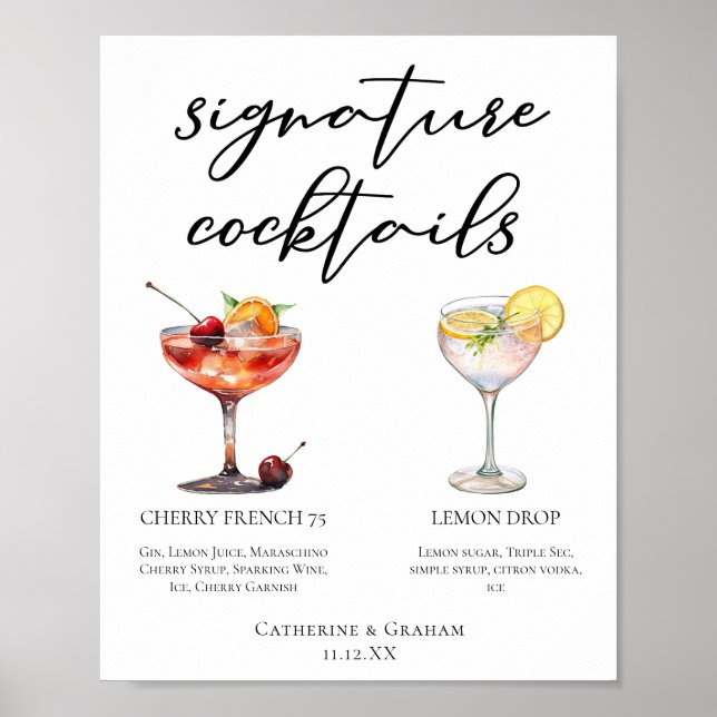 Poster Rafraîchir Fruit Signature Cocktails Menu Mariage (Devant)