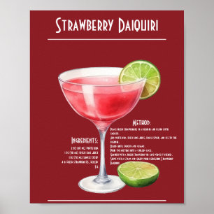 Poster Rafraîchir la fraise Daiquiri Recette Bar