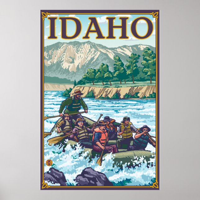 Poster Rafting en eau blanche - Idaho (Devant)
