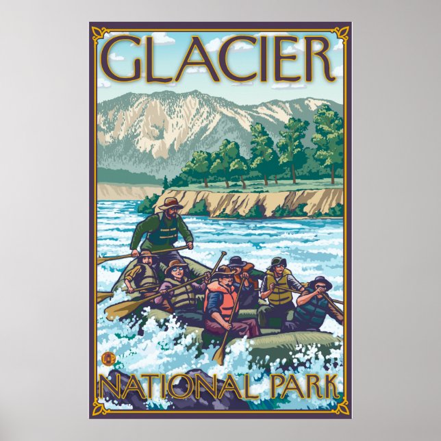 Poster Rafting en eau blanche - Parc national des Glacier (Devant)