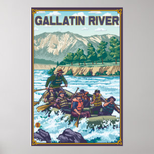 Poster Rafting en eau blanche - Rivière Gallatin, Montana