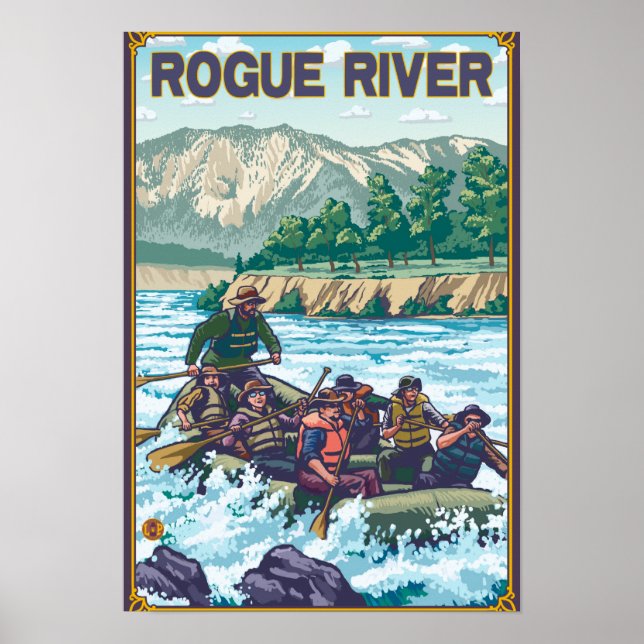 Poster Rafting en eau blanche - Rivière Rogue, Oregon (Devant)