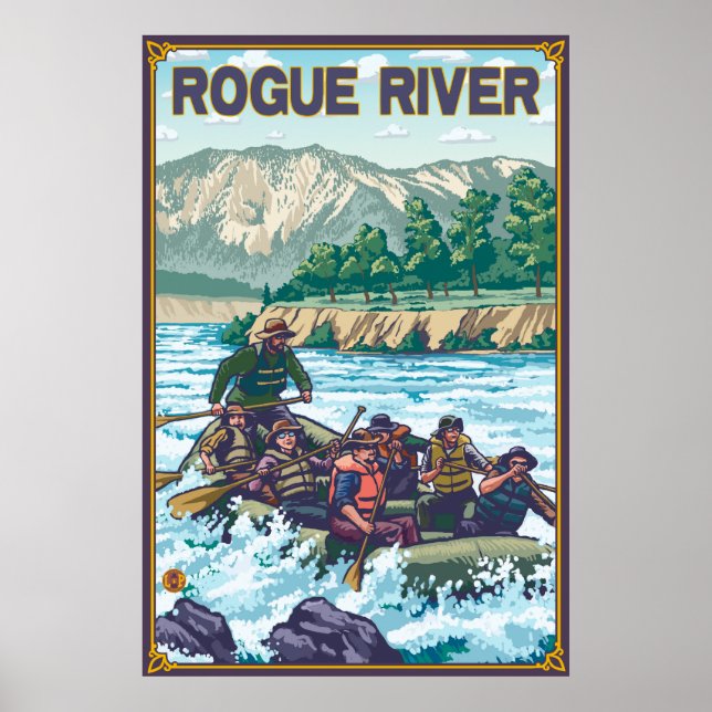 Poster Rafting en eau blanche - Rivière Rogue, Oregon (Devant)