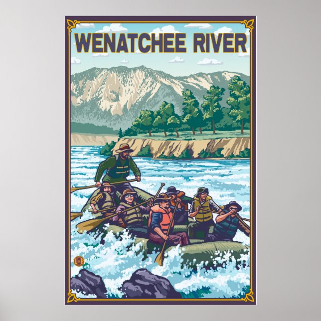 Poster Rafting en eau blanche - Wenatchee River, WA (Devant)