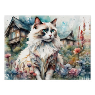 Poster Ragdoll Chat en anglais Garden