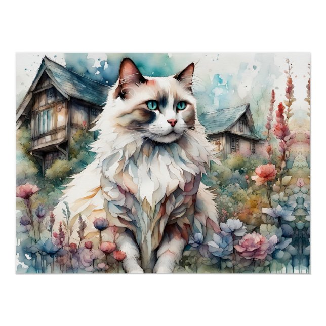 Poster Ragdoll Chat en anglais Garden (Devant)