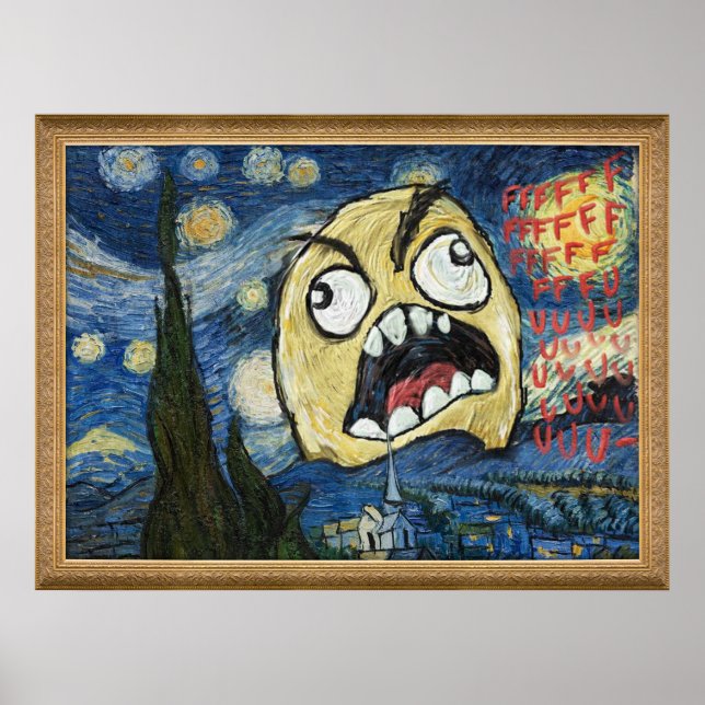 Poster Rage Face Mème Face Comique Classy Peinture (Devant)
