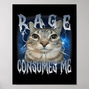 Poster Rage me consomme Chat Vintage Mème drôle