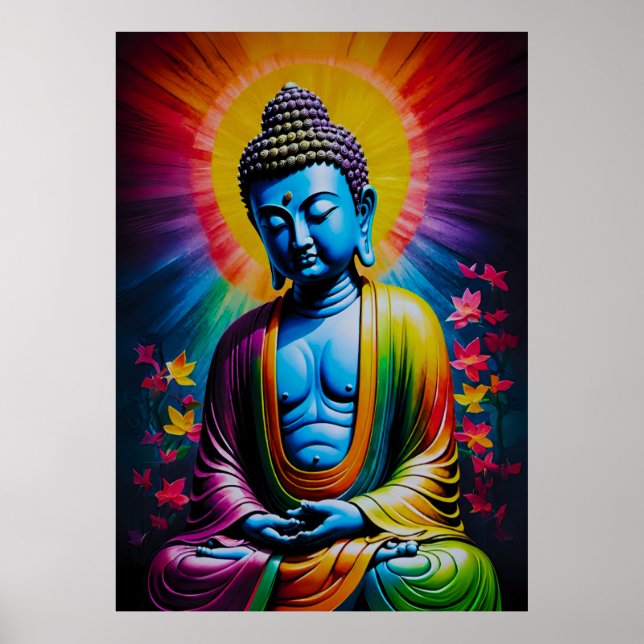Poster Raies sacrées de bouddha de la paix (Devant)