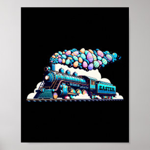Poster Railroad Bunny Train Easter Egg Kids Toddler Boys