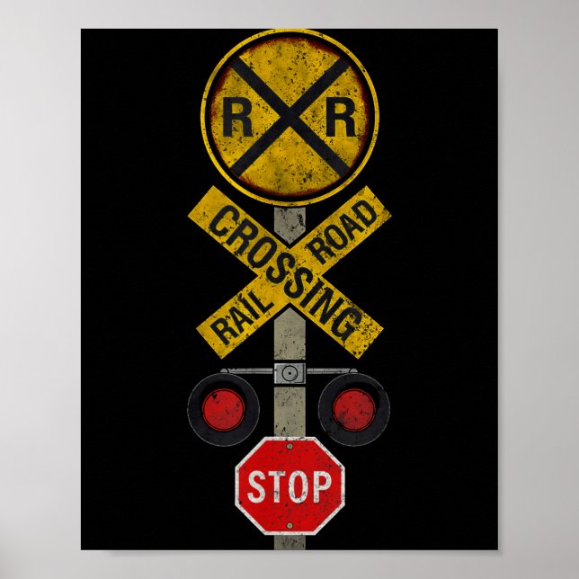 Poster Railroad Crossing Locomotive Model Train Lover Roa (Devant)