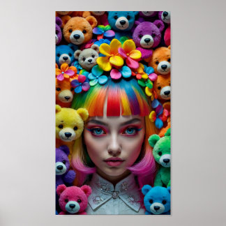 Poster Rainbow Anime Woman