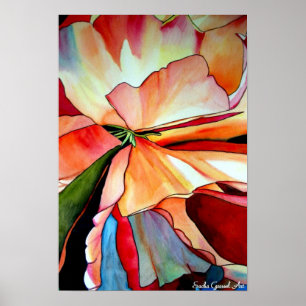 Poster Rainbow Begonia flower watercolour original