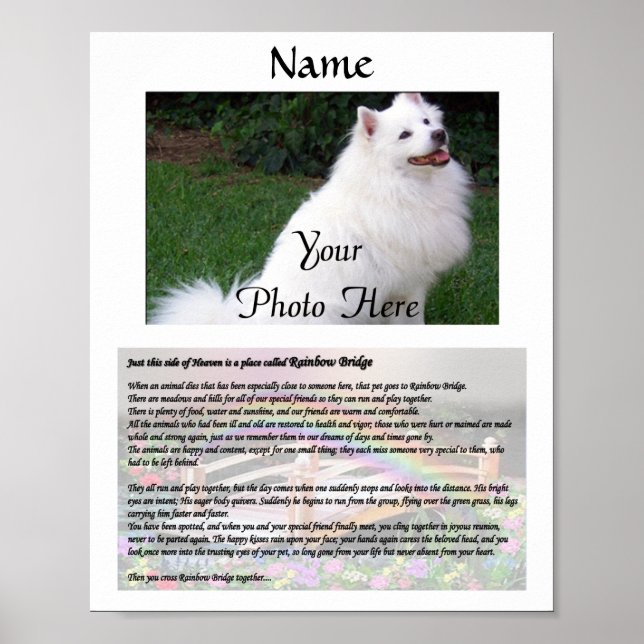 Poster Rainbow Bridge Pet Memorial blanc (Devant)