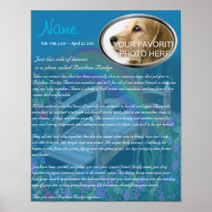 Poster Rainbow Bridge Pet Memorial - Blue