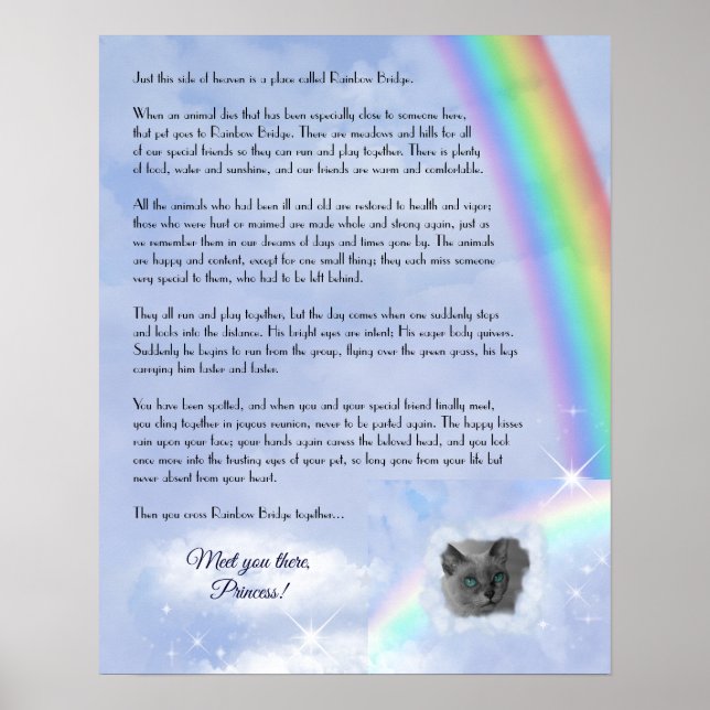 Poster Rainbow Bridge Pet Perte (personnalisable) (Devant)