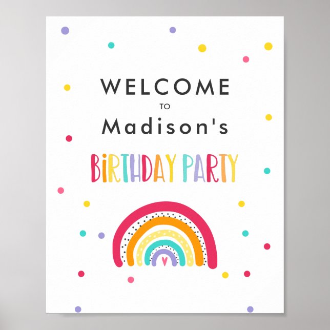 Poster Rainbow Bright Birday Party (Devant)