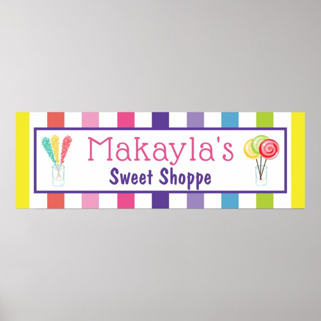 Poster Rainbow Candy Sweet Shoppe Nom personnalisé Annive (Devant)