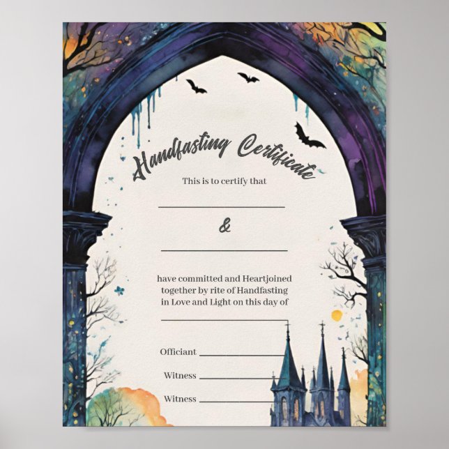 Poster Rainbow Castle Garden Path Handfasting Certificate (Devant)