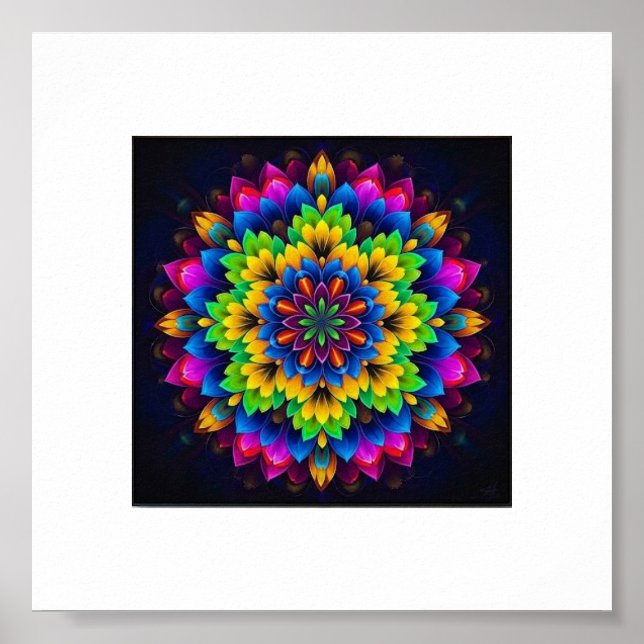 Poster "Rainbow Chakra Mandala - Sacred Geometry Art" (Devant)