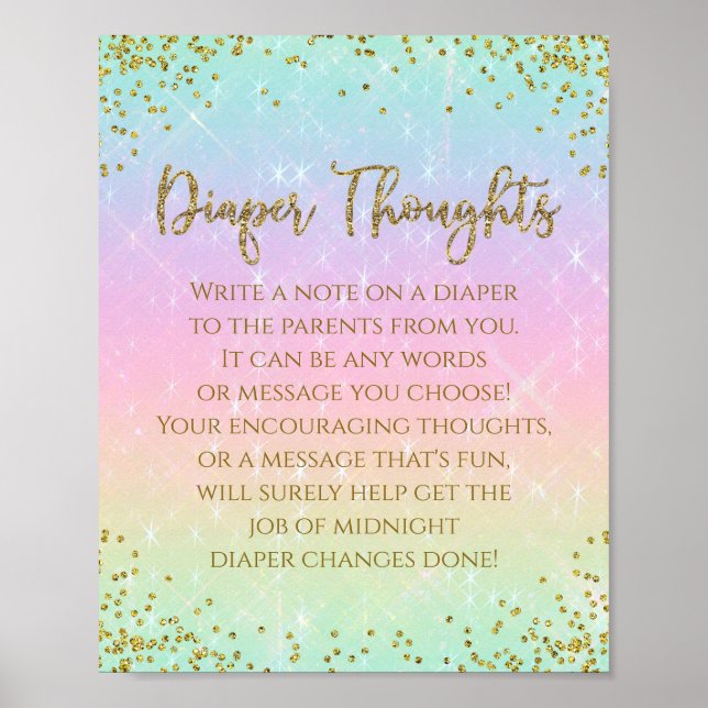 Poster Rainbow Diaper Thouses Baby shower Jeu (Devant)