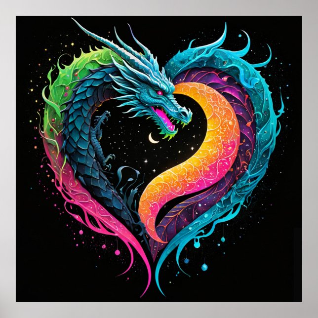 Poster Rainbow Dragon Heart (Devant)