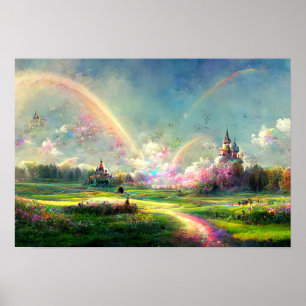 Poster Rainbow Dream Promesse Terre prairie