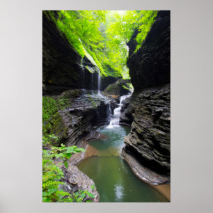 Poster Rainbow Falls & cascade, Watkins Glen, New York