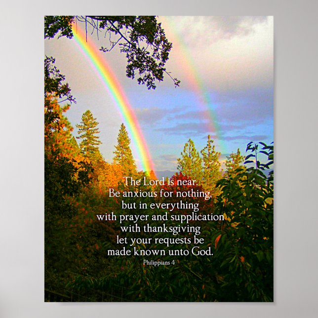 Poster Rainbow Forest Écriture chrétienne Bible Verse (Devant)