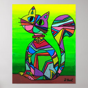 Poster Rainbow GeometriCat Motif géométrique Art Chat