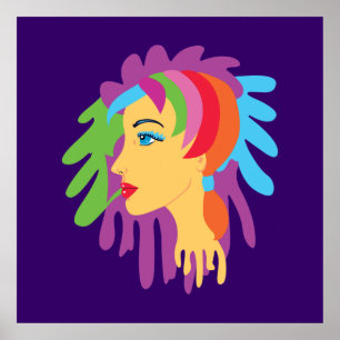 Poster Rainbow Hair Art