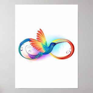 Poster Rainbow Hummingbird with Infinity symbol