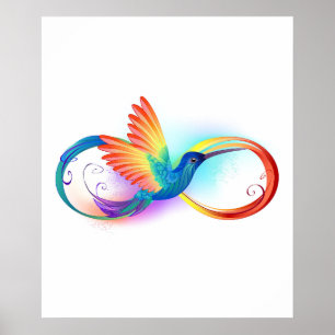 Poster Rainbow Hummingbird with Infinity symbol