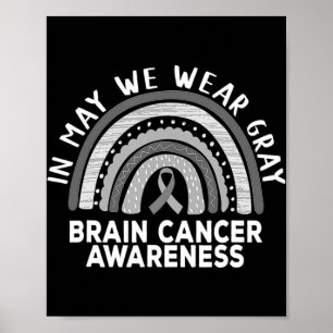 Poster Rainbow In May We Wear Gray Brain Cancer Awareness