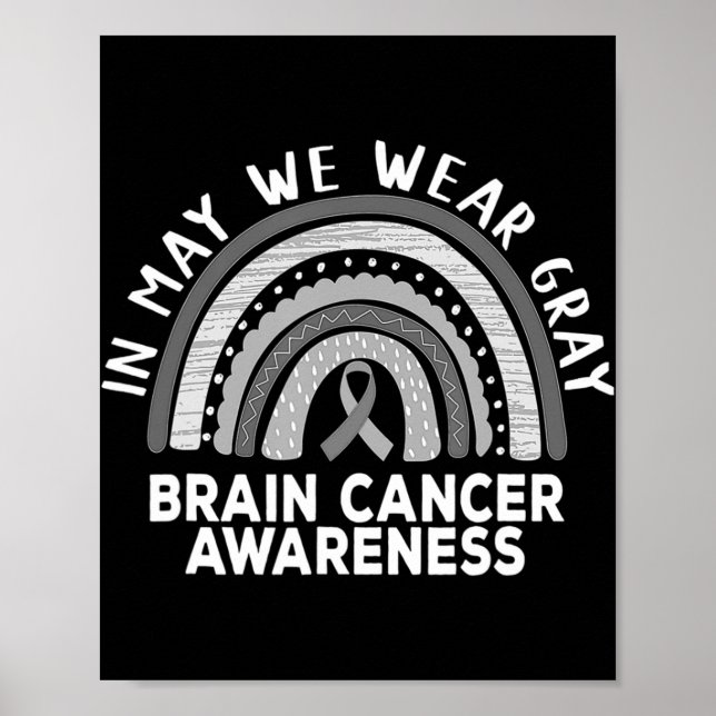 Poster Rainbow In May We Wear Gray Brain Cancer Awareness (Devant)