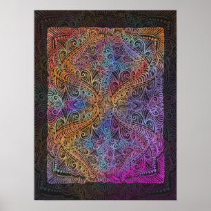 Poster Rainbow Kaleidoscope Mandala