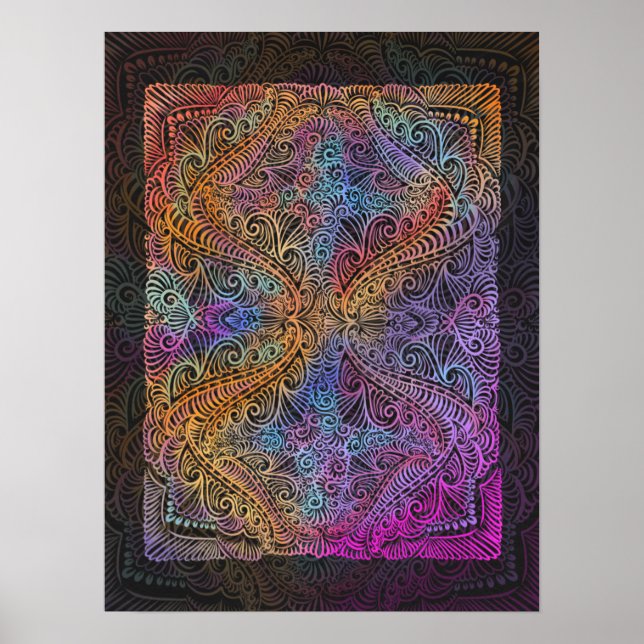 Poster Rainbow Kaleidoscope Mandala (Devant)