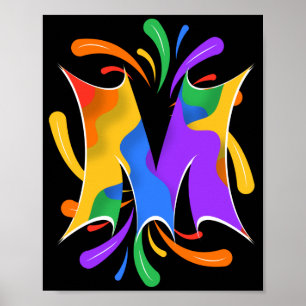 Poster Rainbow Letter M Monogram Abstract