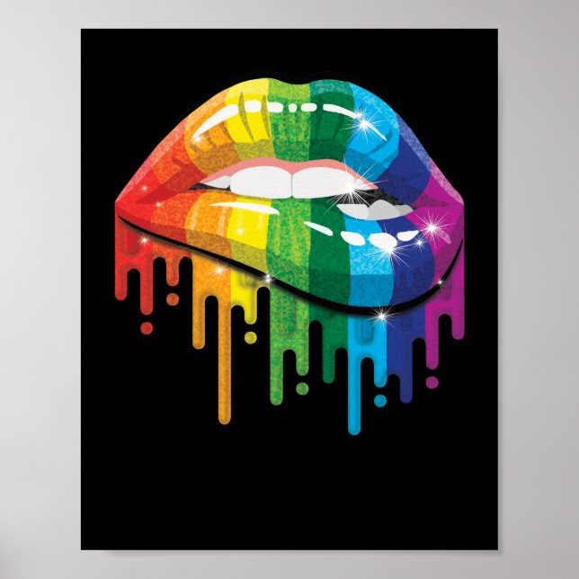 Poster Rainbow Lips Pride Gay Lesbian LGB Cadeau (Devant)