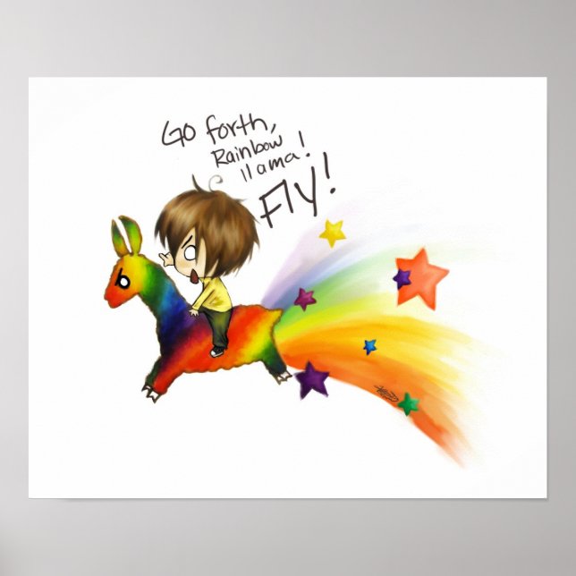 Poster Rainbow llama ! (Devant)