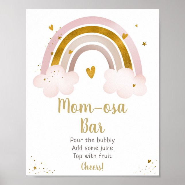 Poster Rainbow Neutral Gold Pastel Baby shower Mimosa Bar (Devant)
