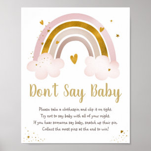 Poster Rainbow Neutral Gold Pastel Ne pas dire Baby Game