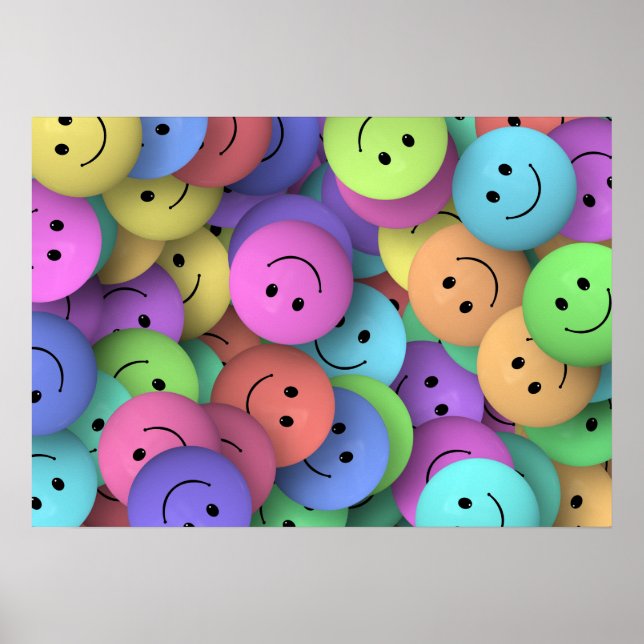 Poster Rainbow of Colorful Happy Faces (Devant)