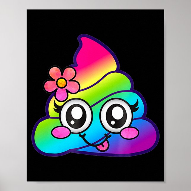 Poster Rainbow Op Emoji Cute Unicorn O Flower Silly  (Devant)