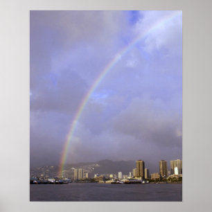 Poster Rainbow over Honolulu, Hawaii, USA