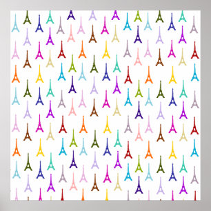 Poster Rainbow Paris Tour Eiffel motif