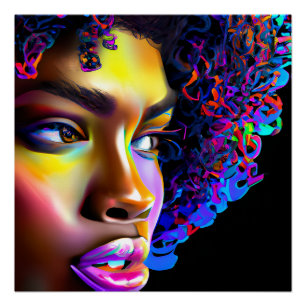 Poster Rainbow Queen brillant cheveux noir Melanin Afro